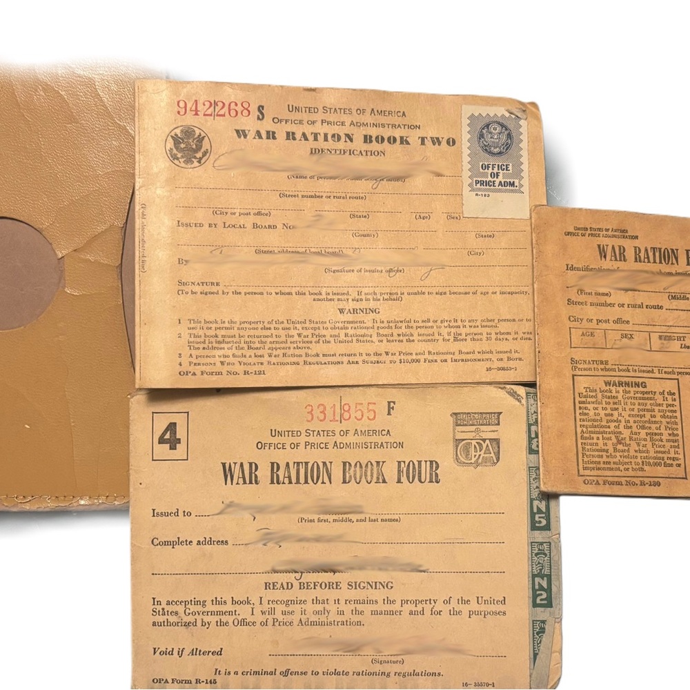 Vintage WWII Ration Books and original holder